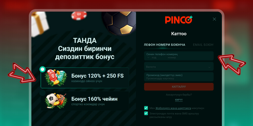 Каттоо формасын толтуруу